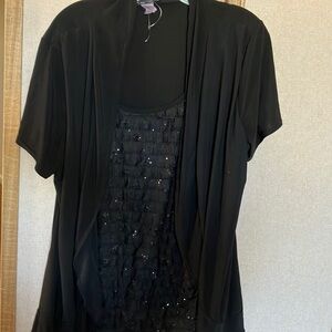 FINAL MARKDOWN American City Wear dressy Black Top one piece two piece look 2x